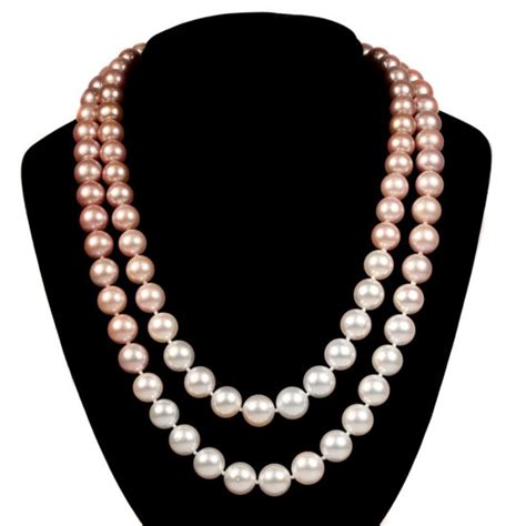 Double Strand Pink Freshwater Pearls With White South Sea