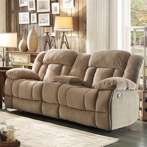 Laurelton Double Glider Reclining Loveseat Taupe By Homelegance