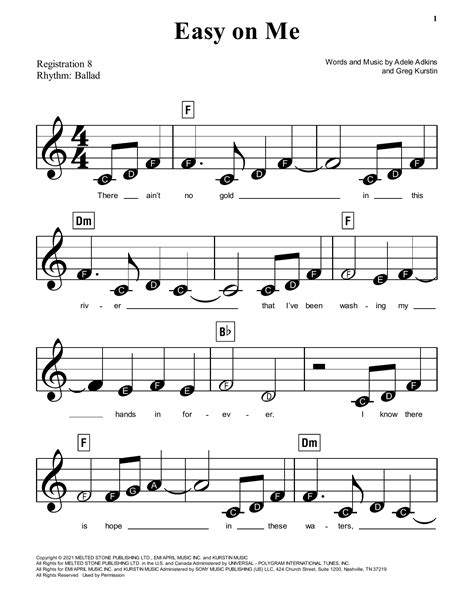 Easy On Me Sheet Music Adele E Z Play Today