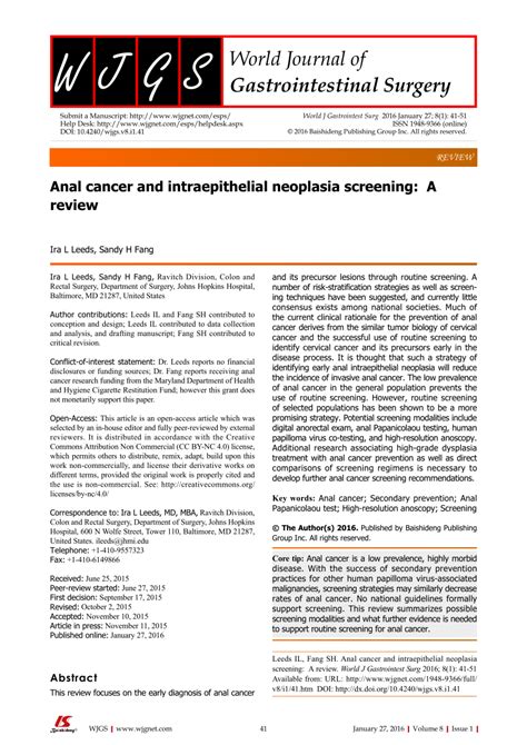 Pdf Anal Cancer And Intraepithelial Neoplasia Screening A Review