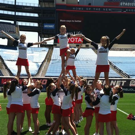 Junior Cheerleaders Make A Pyramid So Good New England Patriots