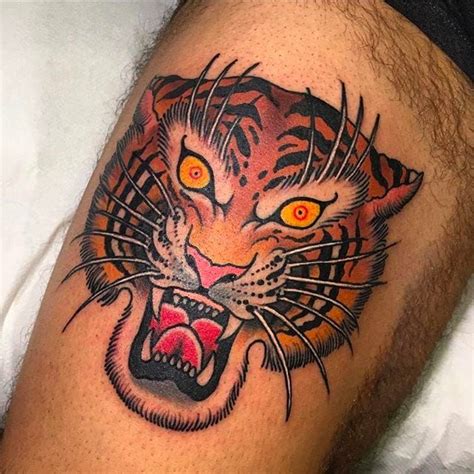 Traditional Tiger Head Tattoo