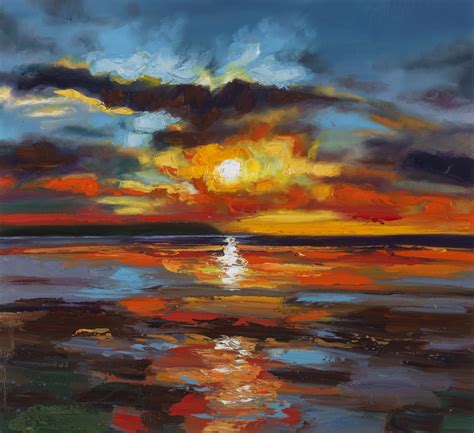 Sunset Over The Sea By Judith I Bridgland Duncan R Miller Fine Arts