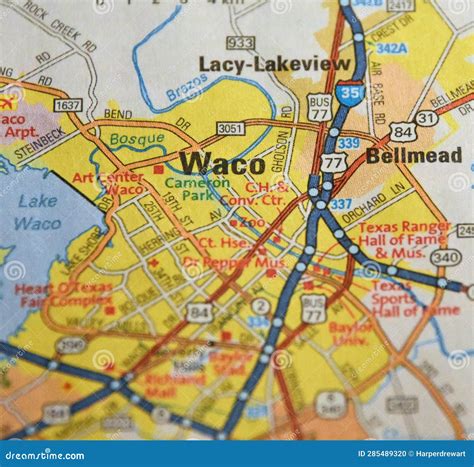 Map Image of Waco Texas stock photo. Image of ranger - 285489320