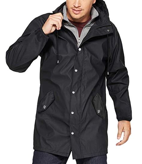 Urru Mens Lightweight Waterproof Rain Jacket Packable Hooded Long