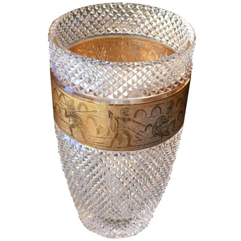 Crystal Vase By Moser With Gilded Cameo Frieze With Warriors For Sale At 1stdibs