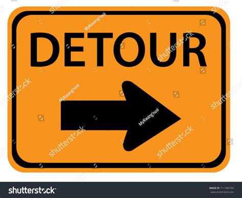 Detour Right Road Sign เวกเตอร์สต็อก ปลอดค่าลิขสิทธิ์ 711340759