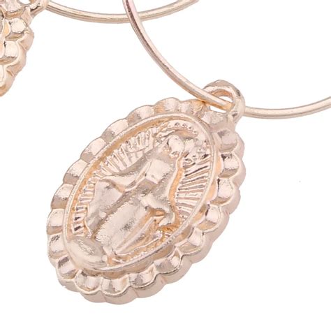 Catholic Virgin Mary Earrings Big Round Gold Color Trendy Religious