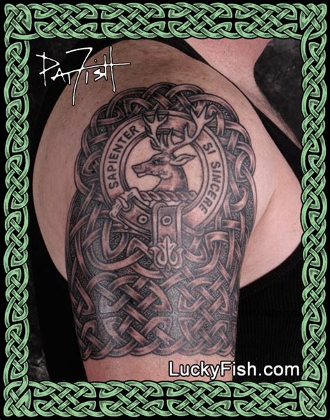 Gordon clan weathered tartan tie. Celtic Heraldry Tattoos — LuckyFish, Inc. and Tattoo Santa Barbara