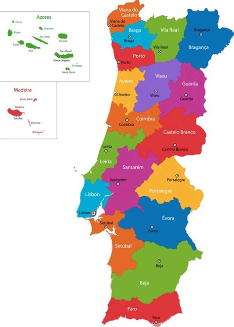 Mapa de Portugal entenda como o país é dividido Mapa de portugal cidades Portugal cidades