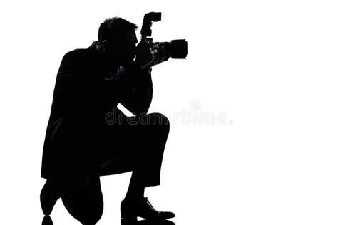 Silhouette Man Kneeling Photographer Stock Image Image Of Shadow