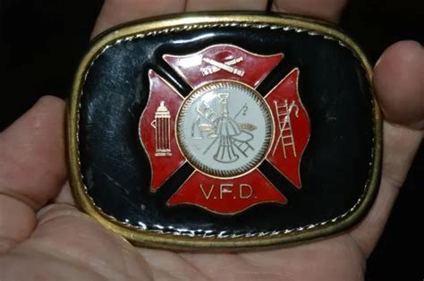 Vintage Vfd 1980s Volunteer Fire Department Firefighter Black Belt