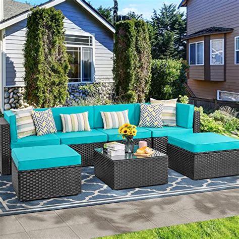 Jamfly 7 Pieces Patio Outdoor Sectional Sofa Furniture Sets All