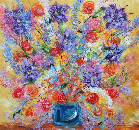 Still Life Flowers Painting Abstract Floral Art Painting By Kathy Symonds