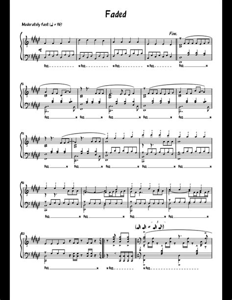This is the piano sheet for faded. Faded sheet music for Piano download free in PDF or MIDI