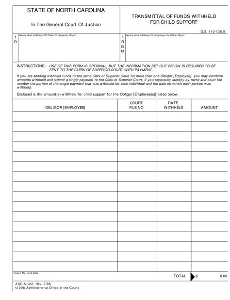 Form Aoc A 122 Download Fillable Pdf Or Fill Online Transmittal Of