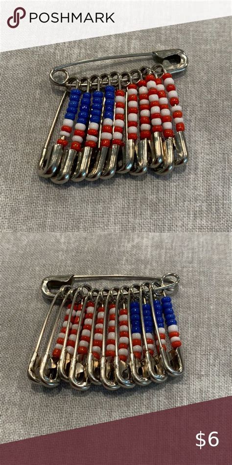 American Flag Safety Pin Pin Safety Pin American Flag Plastic Beads
