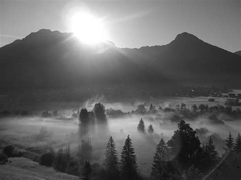 Hd Wallpaper Alpine Mountains Fog Oberstdorf Allgäu Foghorn