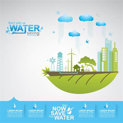 Save Water Infographic Concept Vector Premium Download