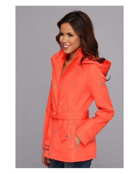 Michael Michael Kors Hooded Rain Jacket In Orange Lyst