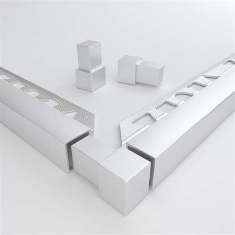 Vroma Square Tile Trim Aluminium Brightbrushed Silver Corner Piece