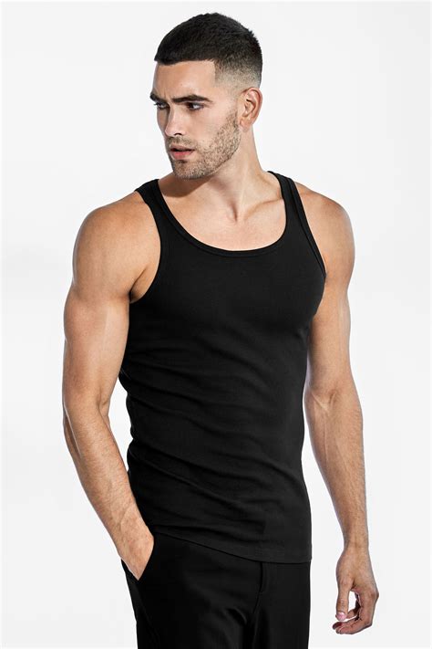 Men S Black Ribbed Tank Top Made Of Organic Cotton Bread Boxers