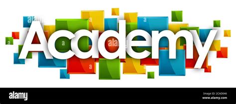 Academy Word In Colored Rectangles Background Stock Photo Alamy