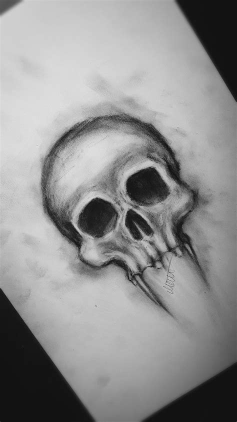 Realistic Abnormal Skull Drawing In Charcoal Drawings Art Skull