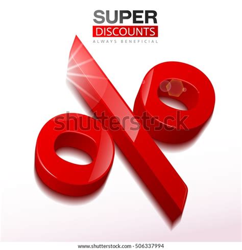 3d Red Percent Sign Vector Illustration Stock Vector Royalty Free