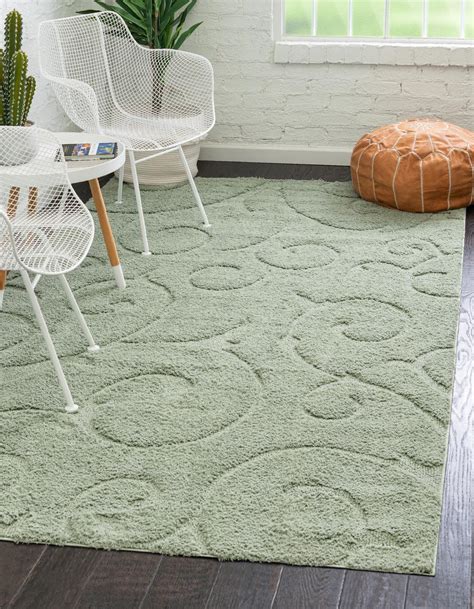 Green 5 X 8 Floral Shag Rug Rugsca