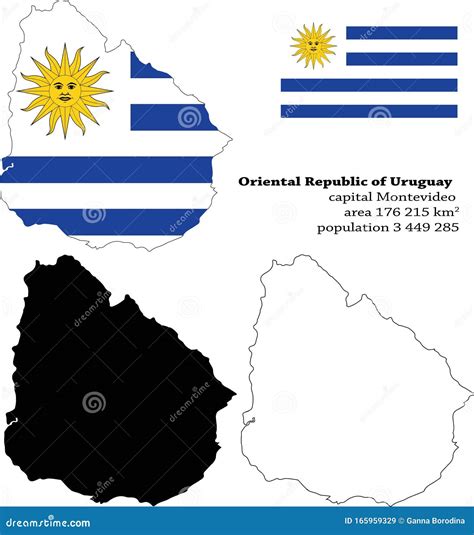 Uruguay Vector Map Flag Borders Mask Capital Area Stock Vector