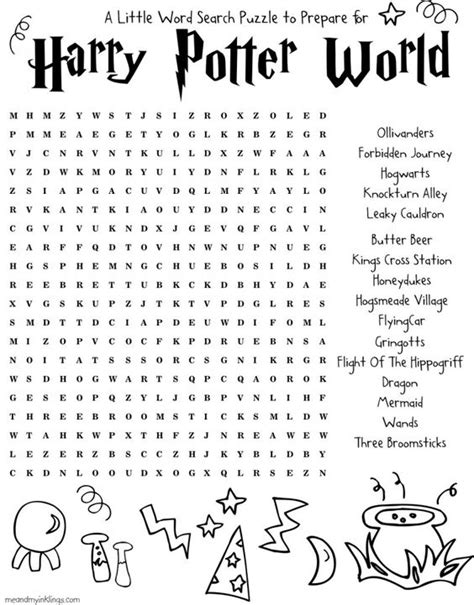 Hharry Potter Word Search Template Printable
