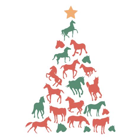 Cute Horses Christmas Tree Transparent Png And Svg Vector File