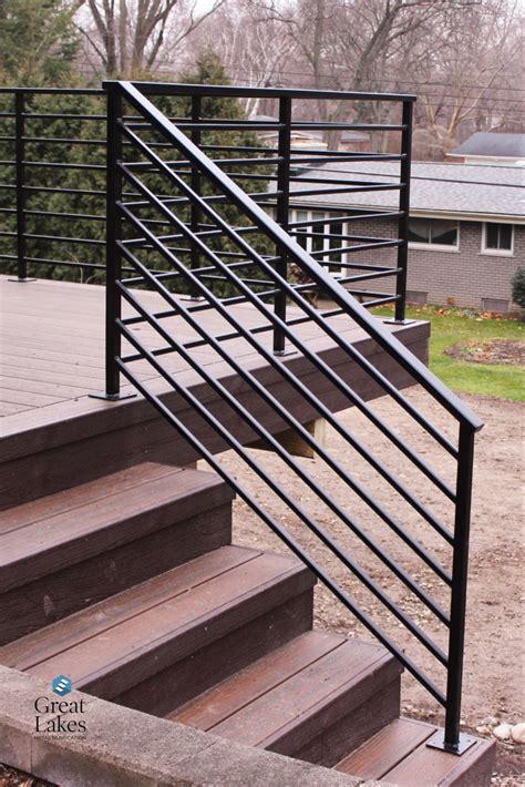 Horizontal Metal Railing For Deck And Stairs Great Lakes Metal