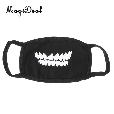 Unisex Cotton Anti Dust Mask Black Fashion Cool Anime Teeth Mouth Mask In Party Masks From