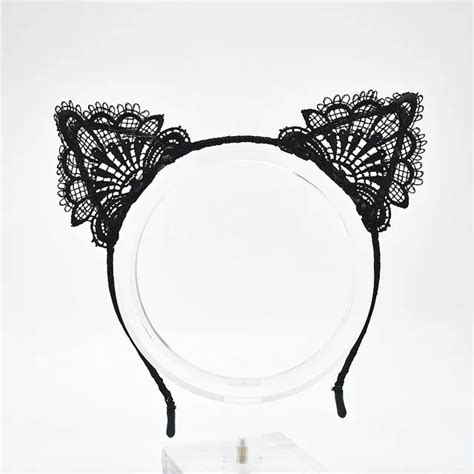 1pcs Women Girls Sexy Cat Ears Black Lace Hairbands Headbands Headwear