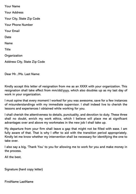 Heartfelt Resignation Letter Sample And Email Example