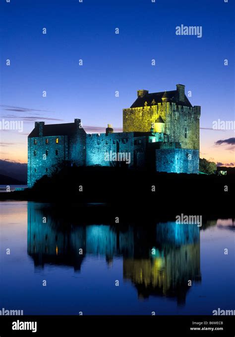 Eilean Donan Castle At Twilight Dornie Scotland Stock Photo Alamy