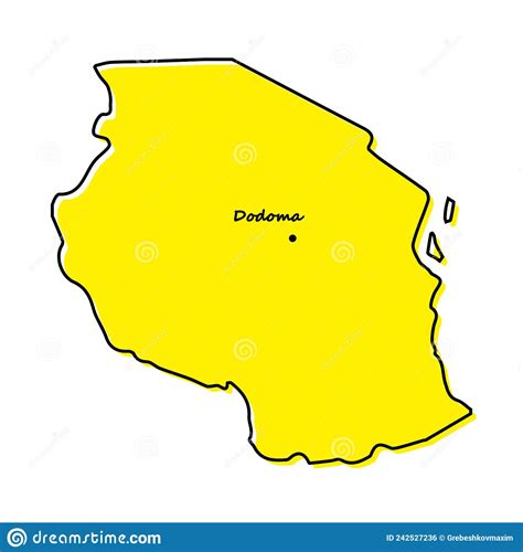 Simple Outline Map Of Tanzania With Capital Location Stock Illustration