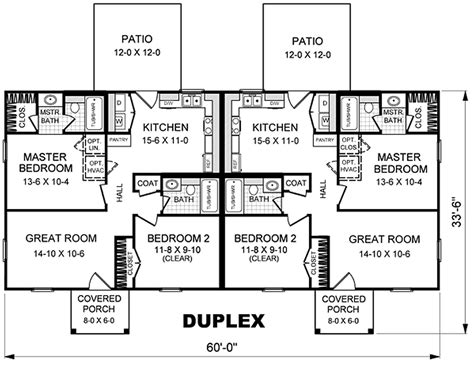 Ft, least first price, high. small 2 story duplex house plans - Google Search | Duplex ...