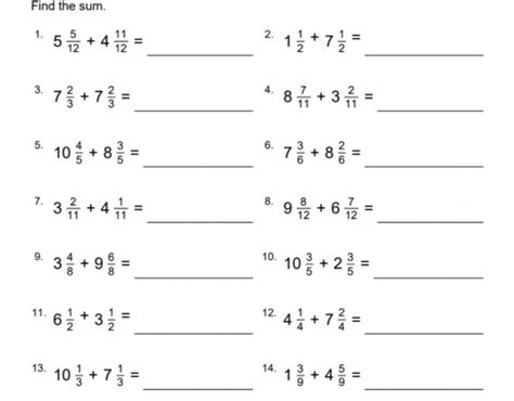 Mixed Fraction Addition With Like Denominators #4 Worksheets | 99Worksheets