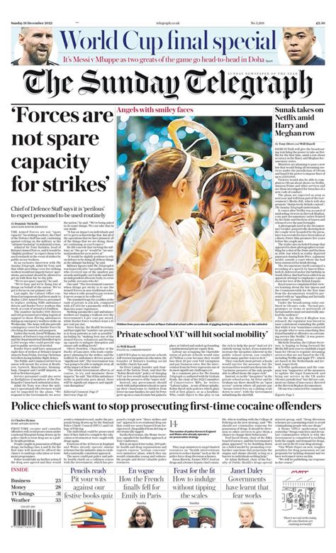 Sunday Telegraph Front Page Th Of December Tomorrow S Papers
