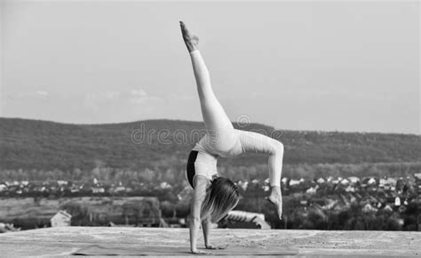 Gymnastics Athlete It Never Gets Easier Flexible Girl Outdoor Woman Practicing Yoga