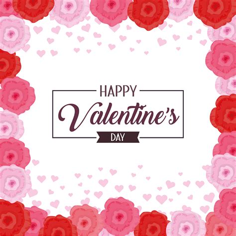 Happy Valentine Day Celebration With Flowers 691193 Vector Art At Vecteezy