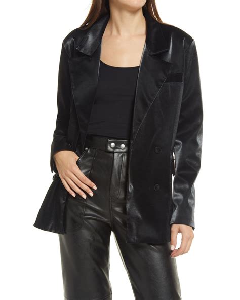 Blank Nyc Double Breasted Faux Leather Blazer In Fighting Words At