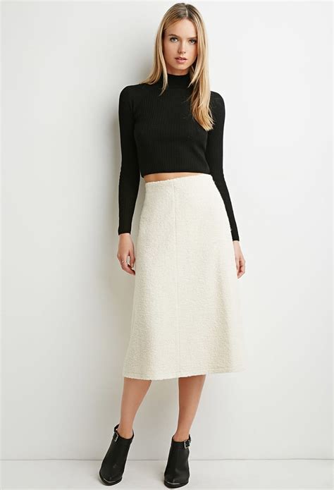 Lyst Forever 21 Contemporary A Line Midi Skirt In Natural