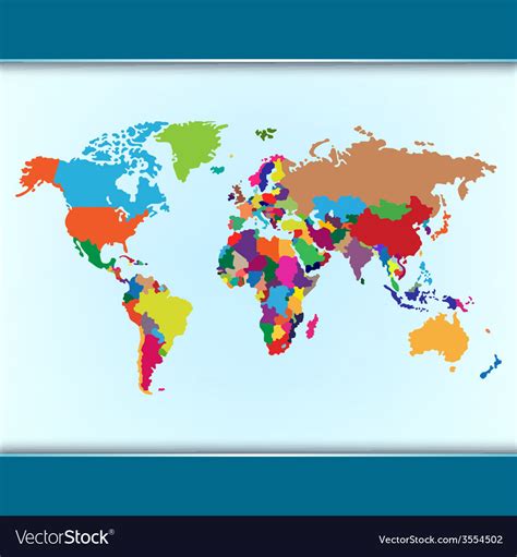 Simple Colorful World Map Royalty Free Vector Image