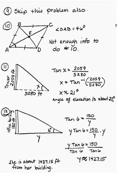 The right angle is shown by the little box in the corner: Right Triangle Word Problems Worksheet - worksheet