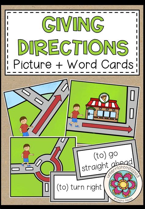 Giving Directions Picture Word Cards Version Ohne Jungen