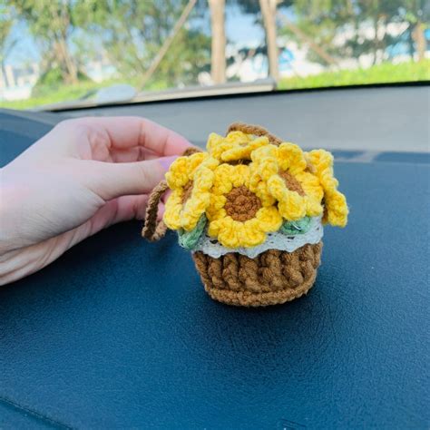 Cute Car Mirror Hanging Mini Sunflower Interior Rear View Etsy